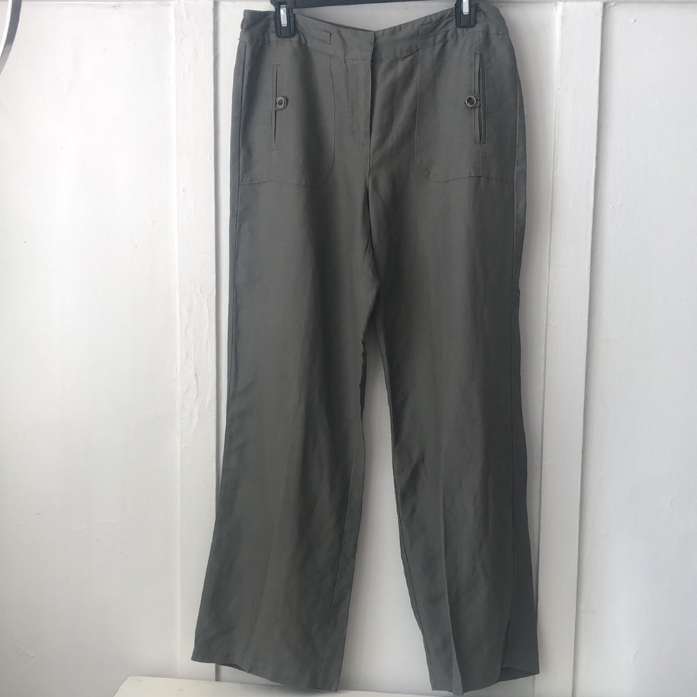 Sandro Olive Green Linen Blend Pants Size 6P
